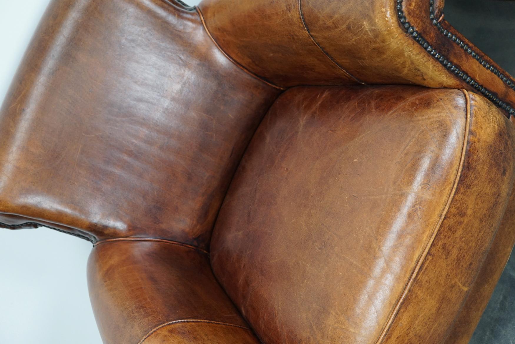 Vintage Dutch Cognac Leather Club Chairs, Set of 2 2