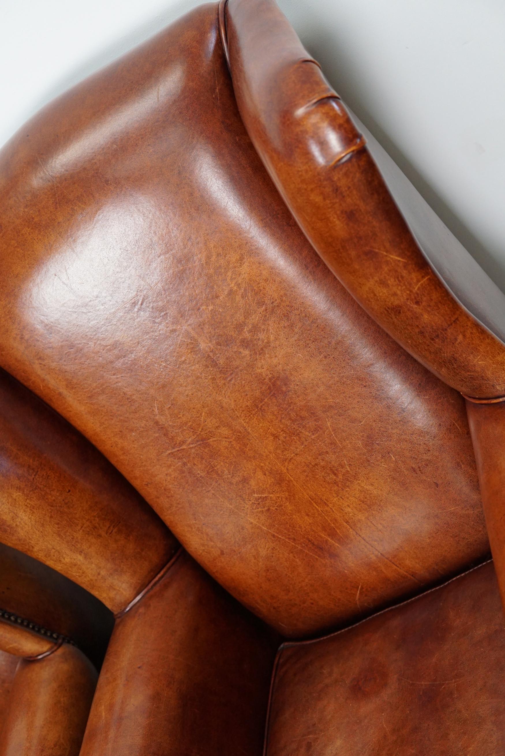 Vintage Dutch Cognac Leather Club Chairs, Set of 2  2