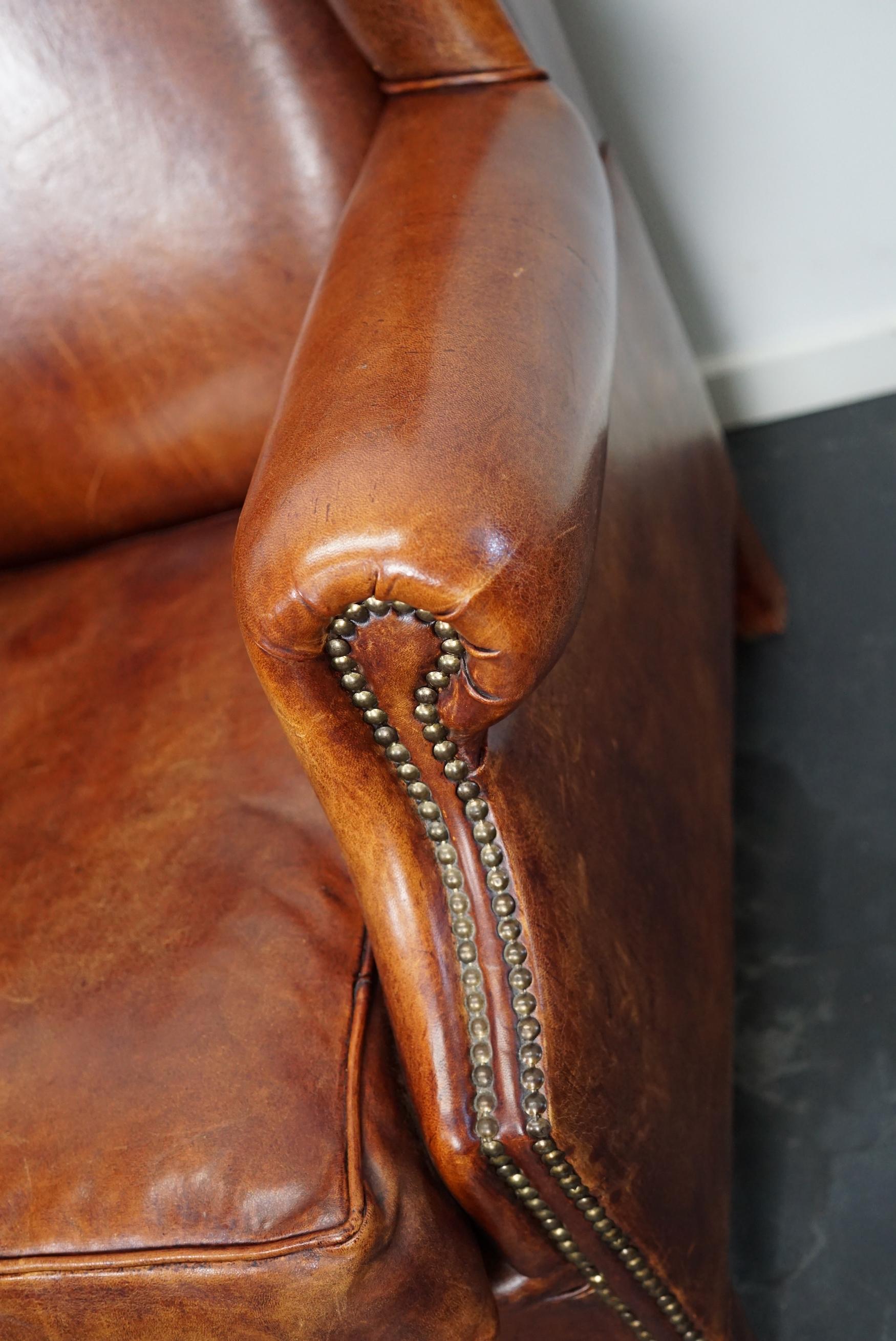 Vintage Dutch Cognac Leather Club Chairs, Set of 2  3