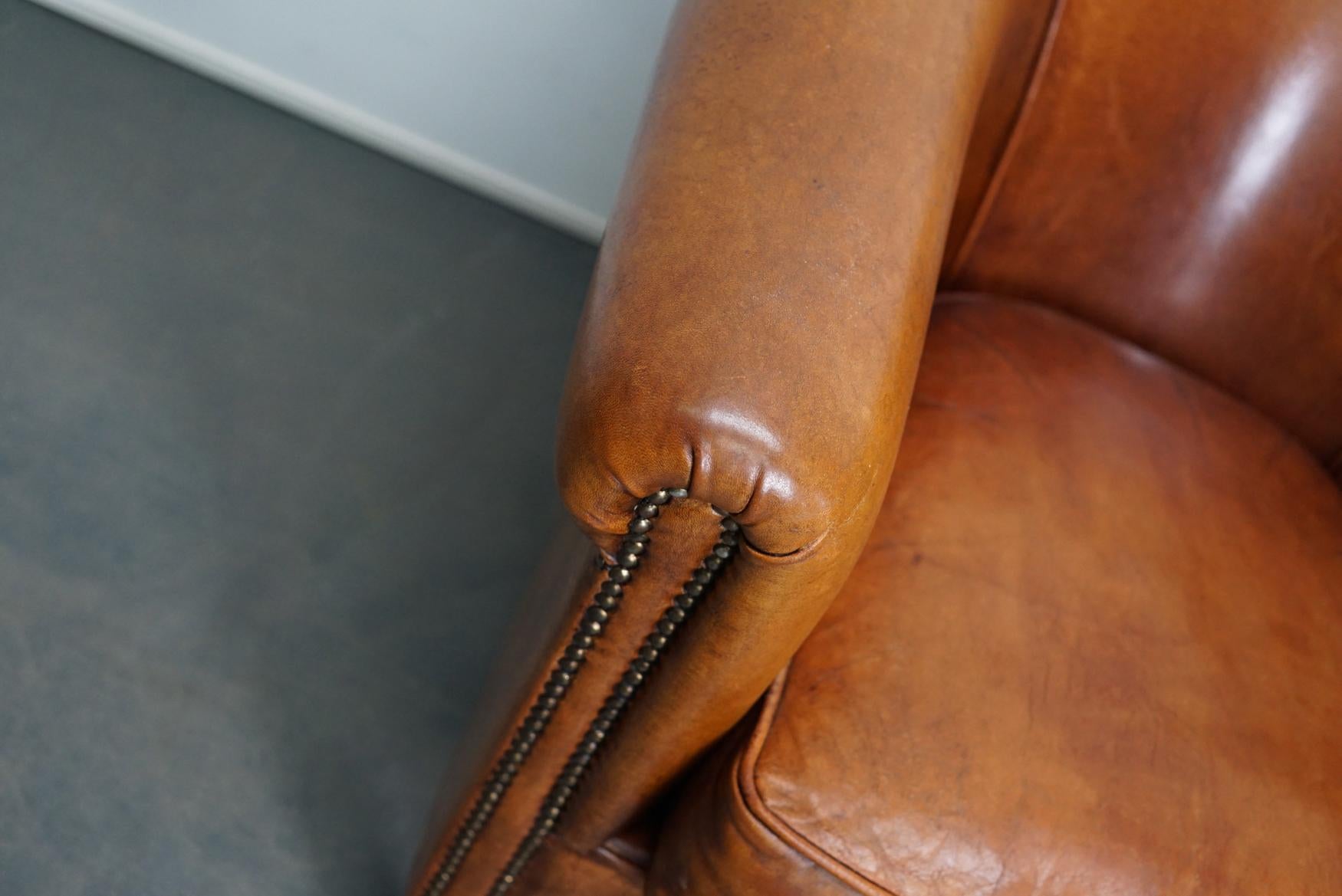 Vintage Dutch Cognac Leather Club Chairs, Set of 2 4
