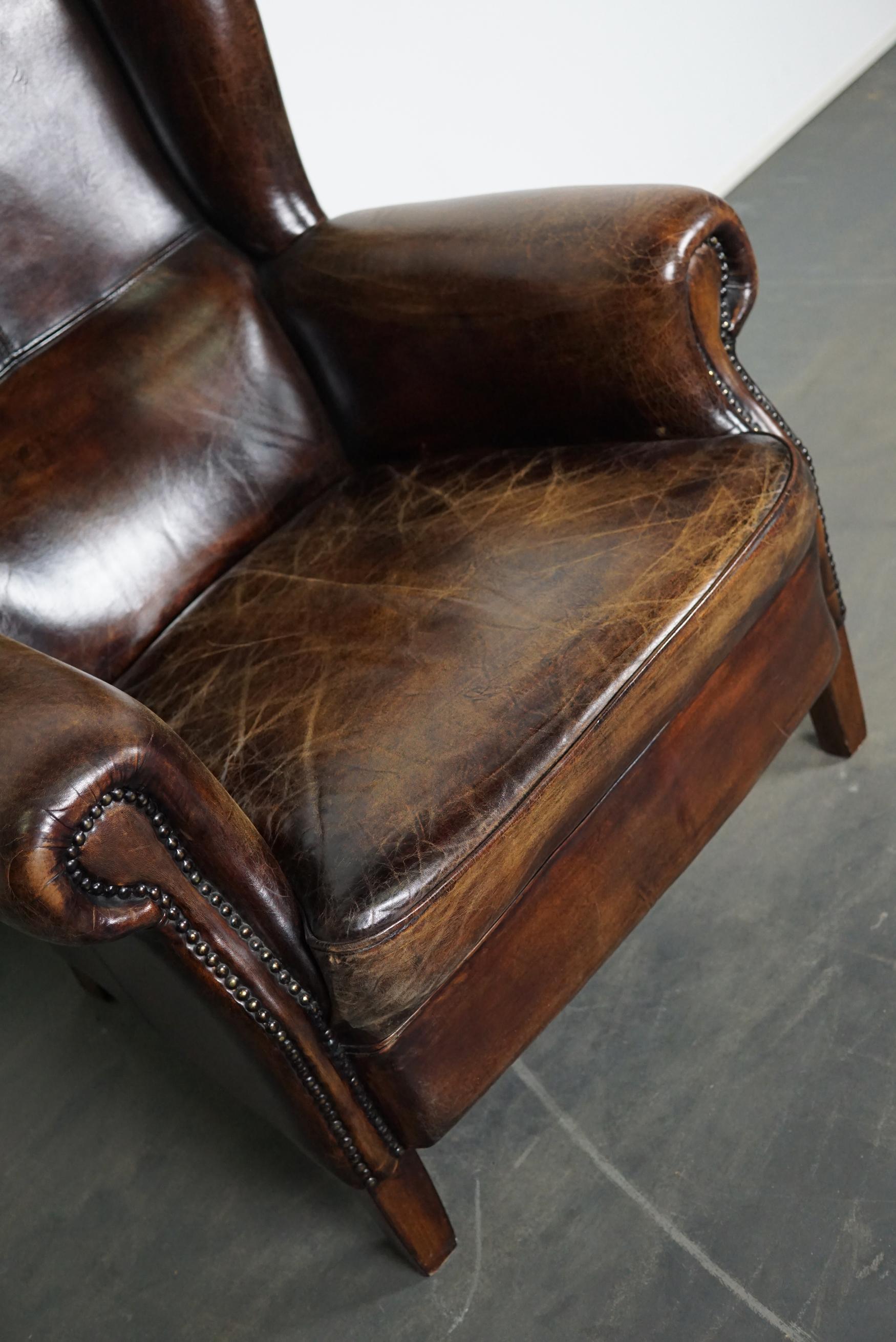 cognac leather wingback chair