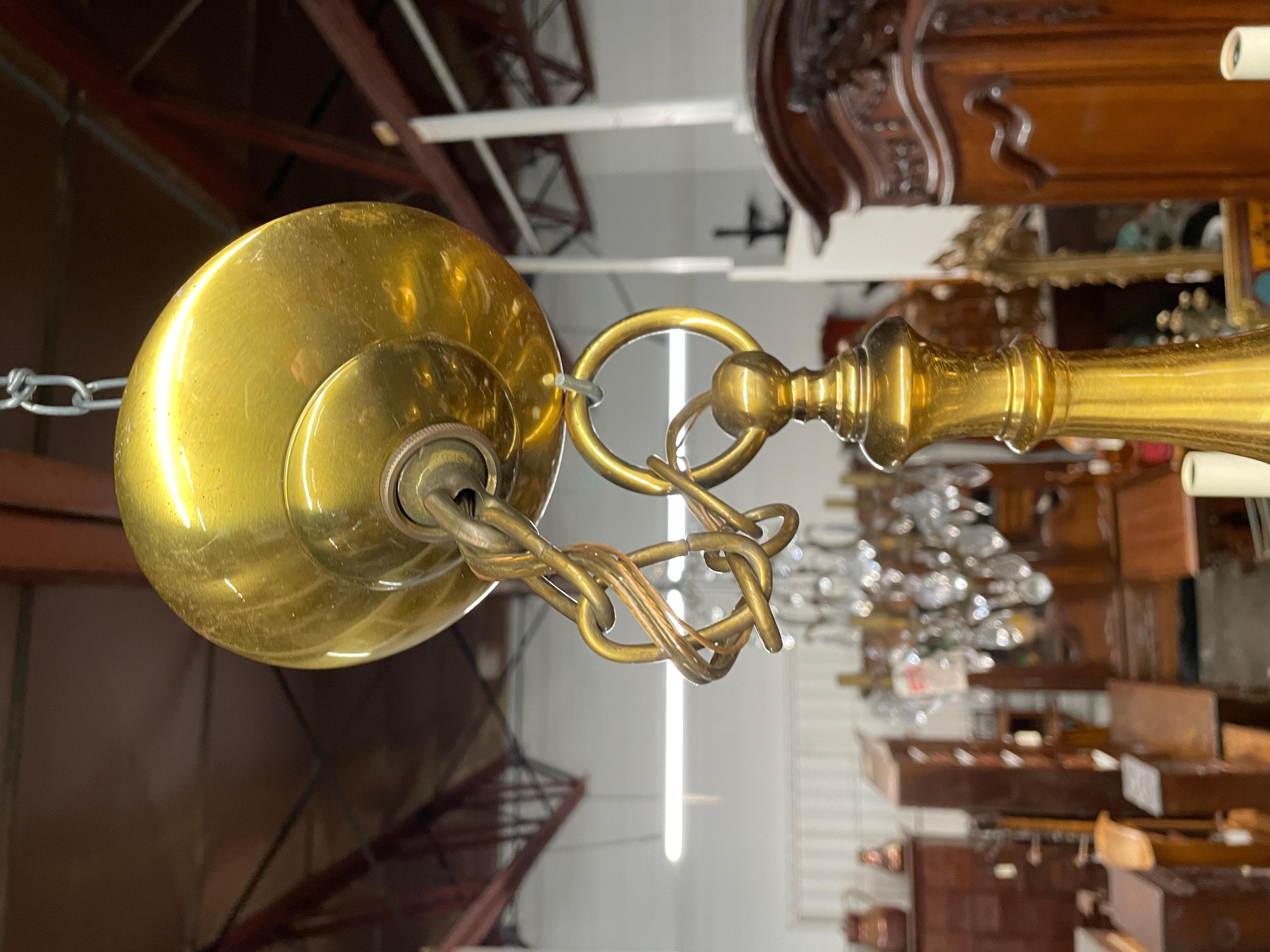 Vintage Dutch Colonial Brass Chandelier 3