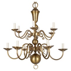 Vintage Dutch Colonial Brass Chandelier