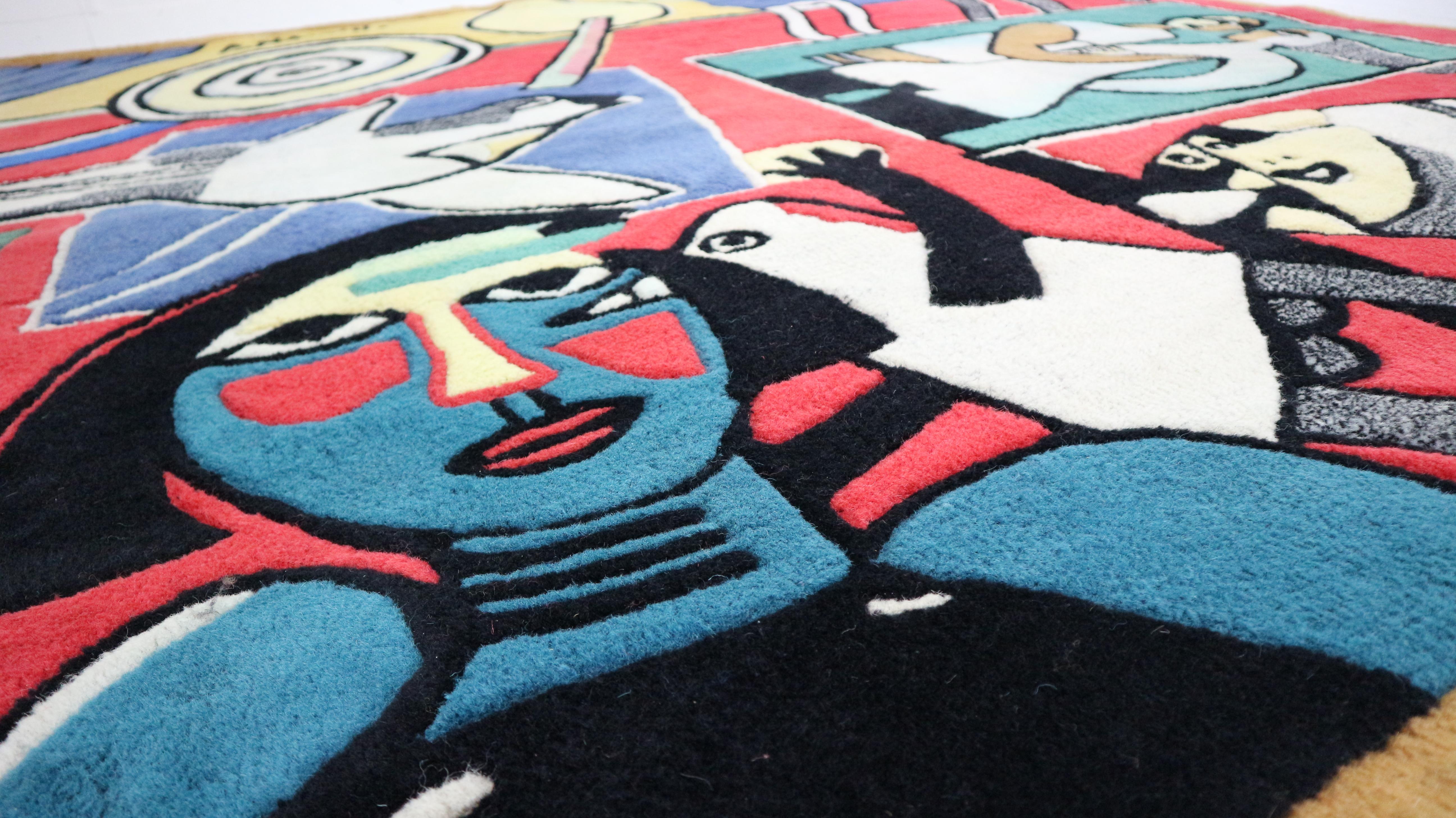 Vintage Dutch Corneille Rug- La Belle Écuyère, 1950s 10