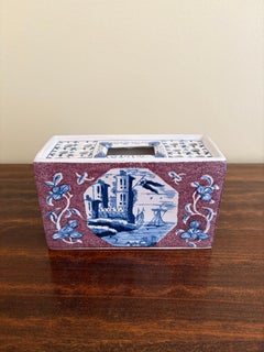 Vintage Dutch Delft Blue and White Flower Frog Tulipiere Vase