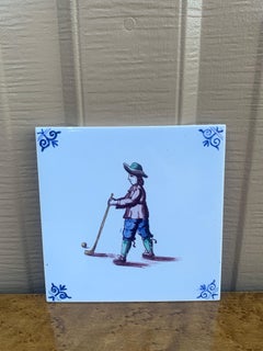 Vintage Dutch Delft Style Craftsmen Tile