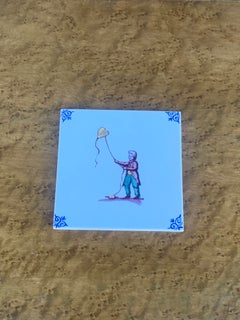 Vintage Dutch Delft Style Craftsmen Tile