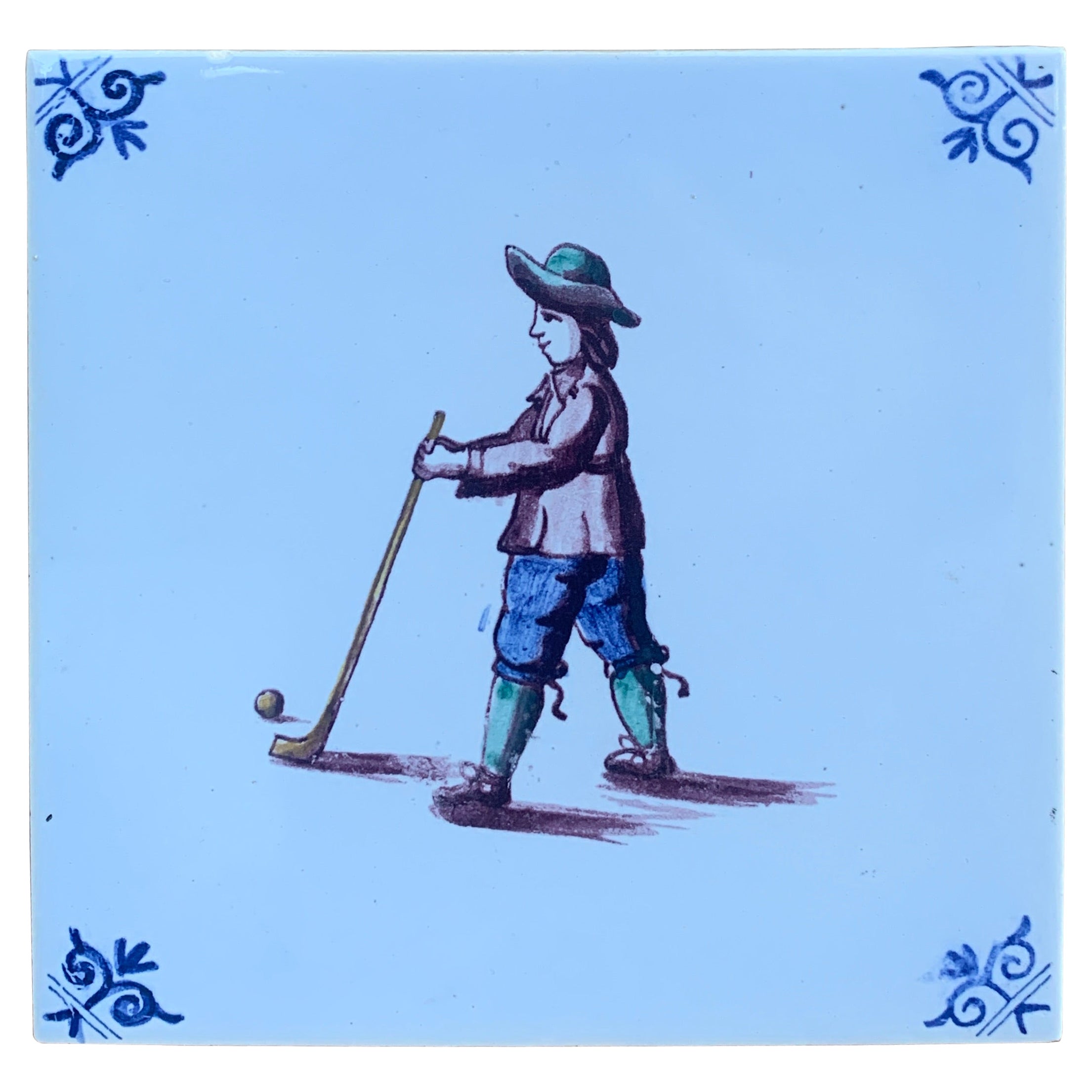 Azulejo Vintage de Artesanos Holandeses Estilo Delft