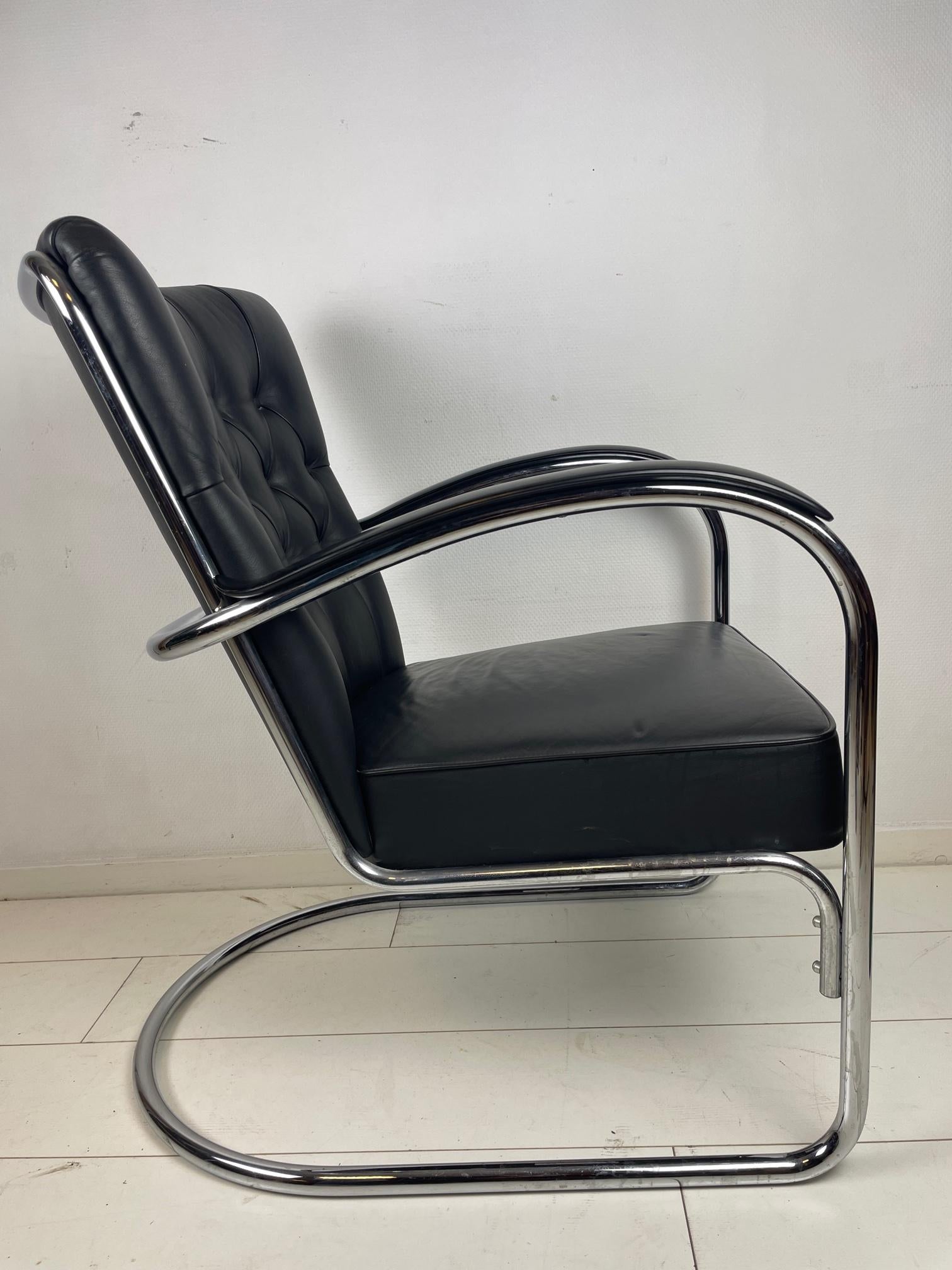 Vintage Dutch Design Chair, Gispen 412 GE, Made by Van Der Stroom, Tubular Steel 3