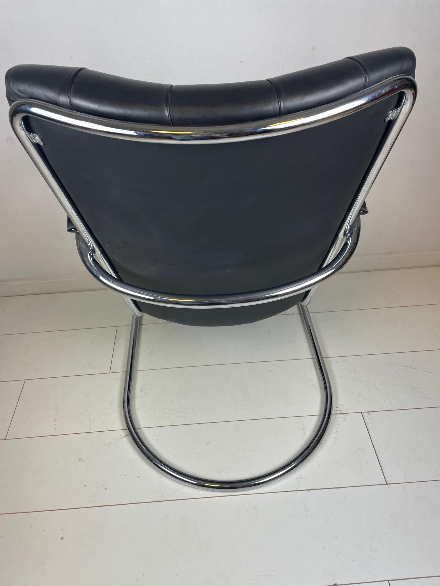 Vintage Dutch Design Chair, Gispen 412 GE, Made by Van Der Stroom, Tubular Steel 4