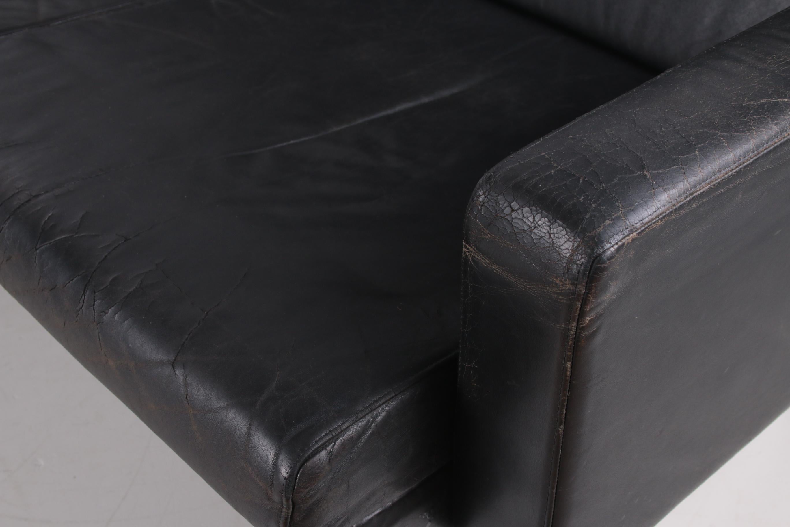 Metal Vintage Dutch Design Leather BZ55 Sofa by Martin Visser for 't Spectrum, 1960s For Sale
