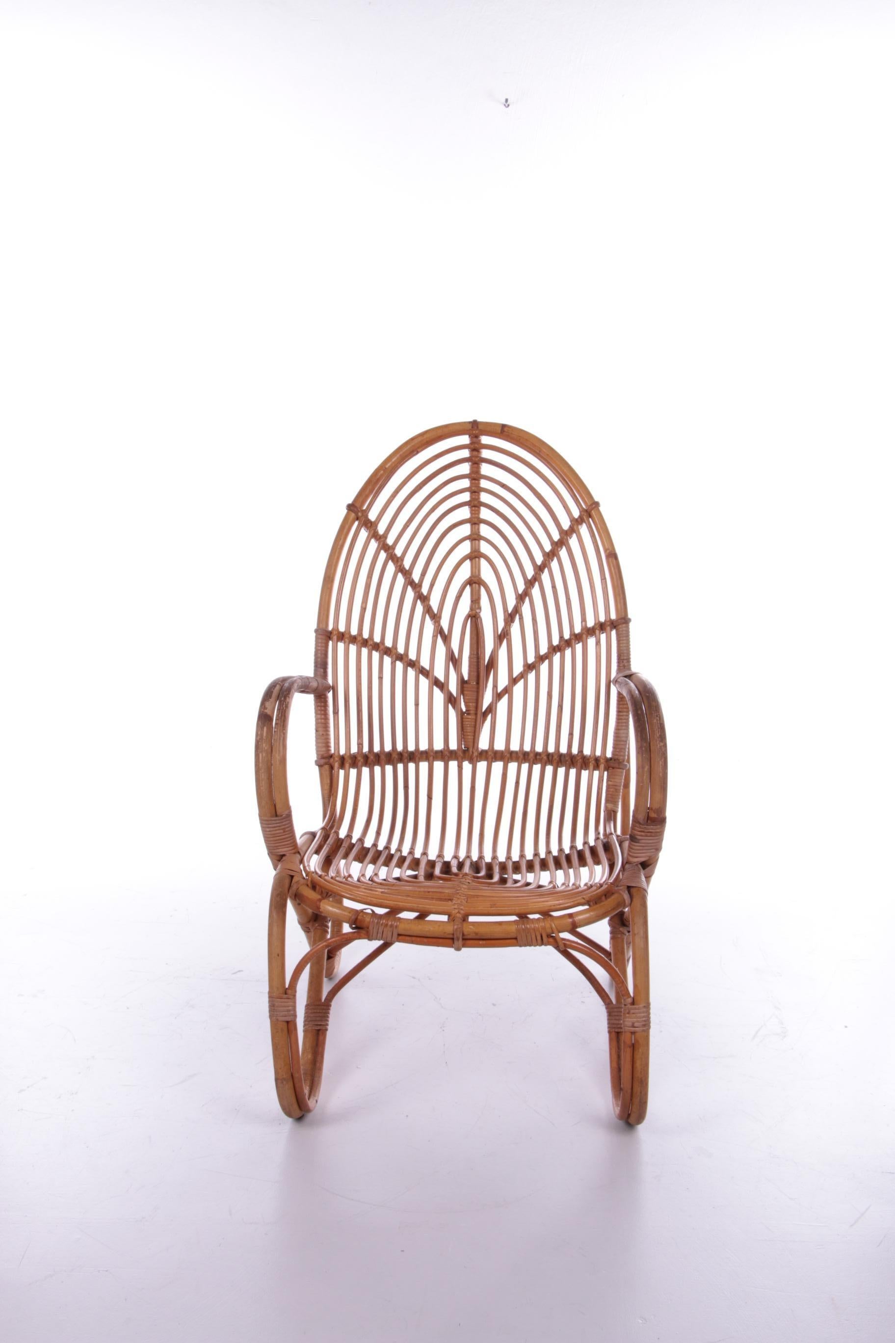 Vintage Dutch Design Rattan Lounge Chair Rohe Noordwolde 1