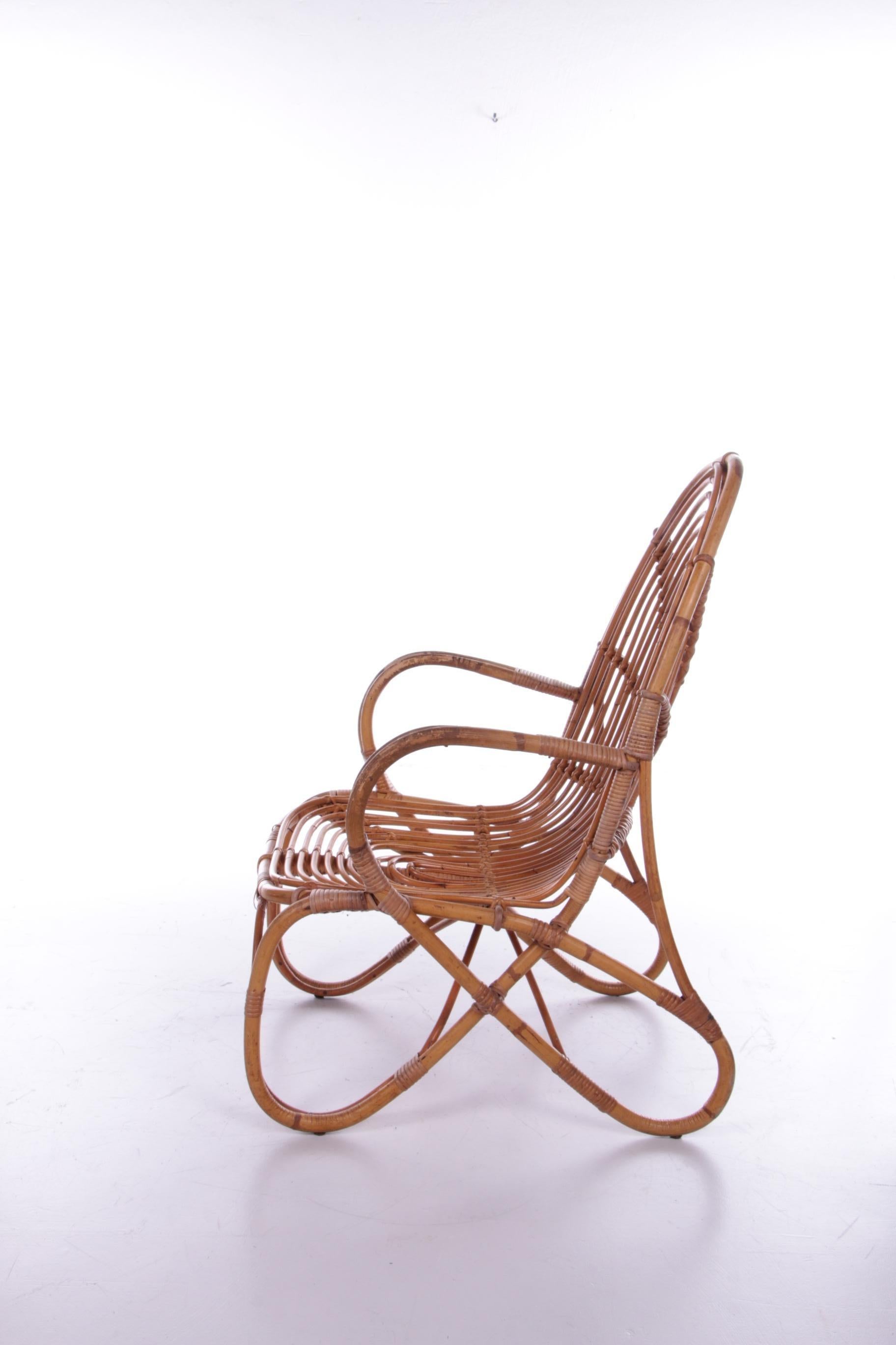 Vintage Dutch Design Rattan Lounge Chair Rohe Noordwolde 2