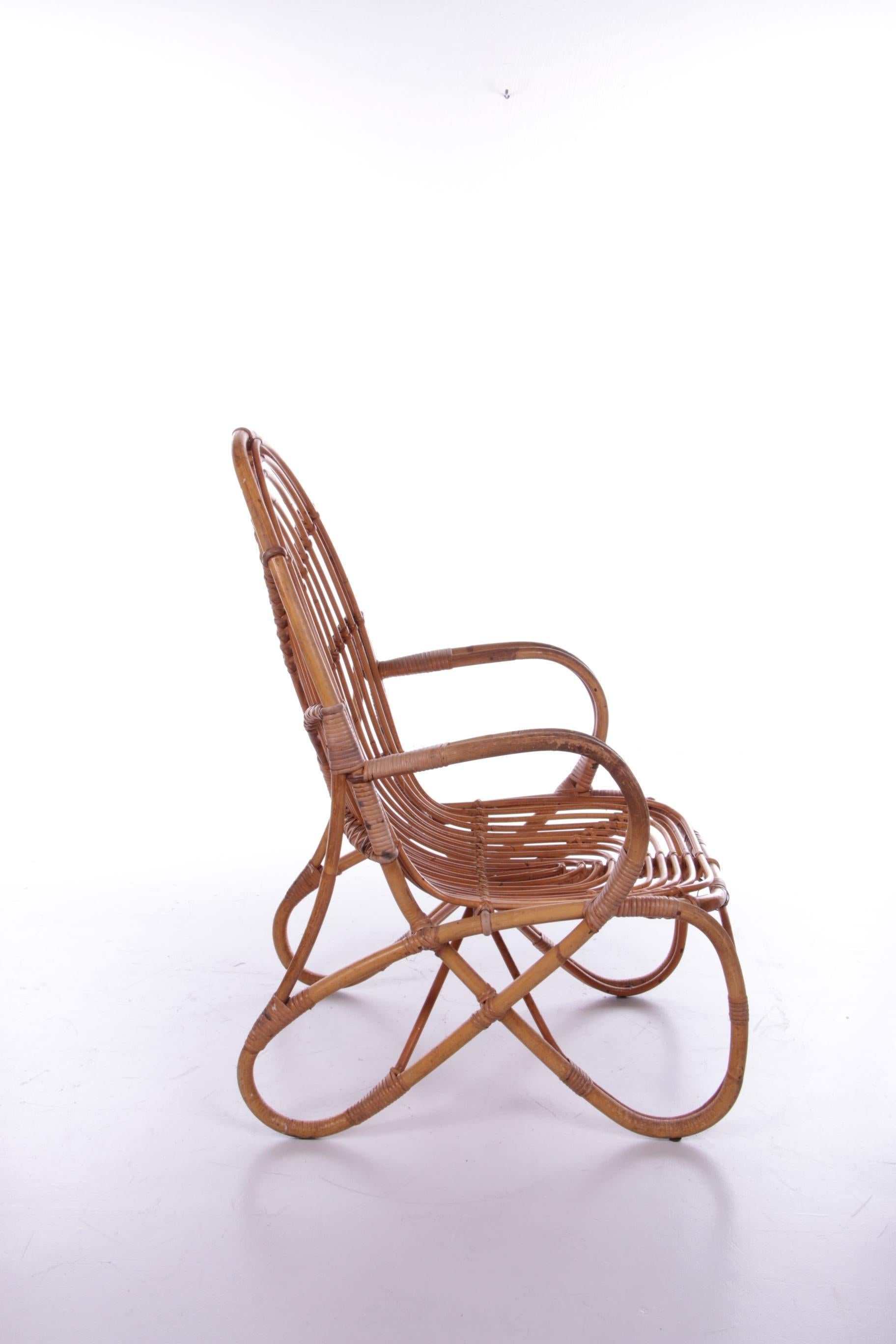 Vintage Dutch Design Rattan Lounge Chair Rohe Noordwolde 4