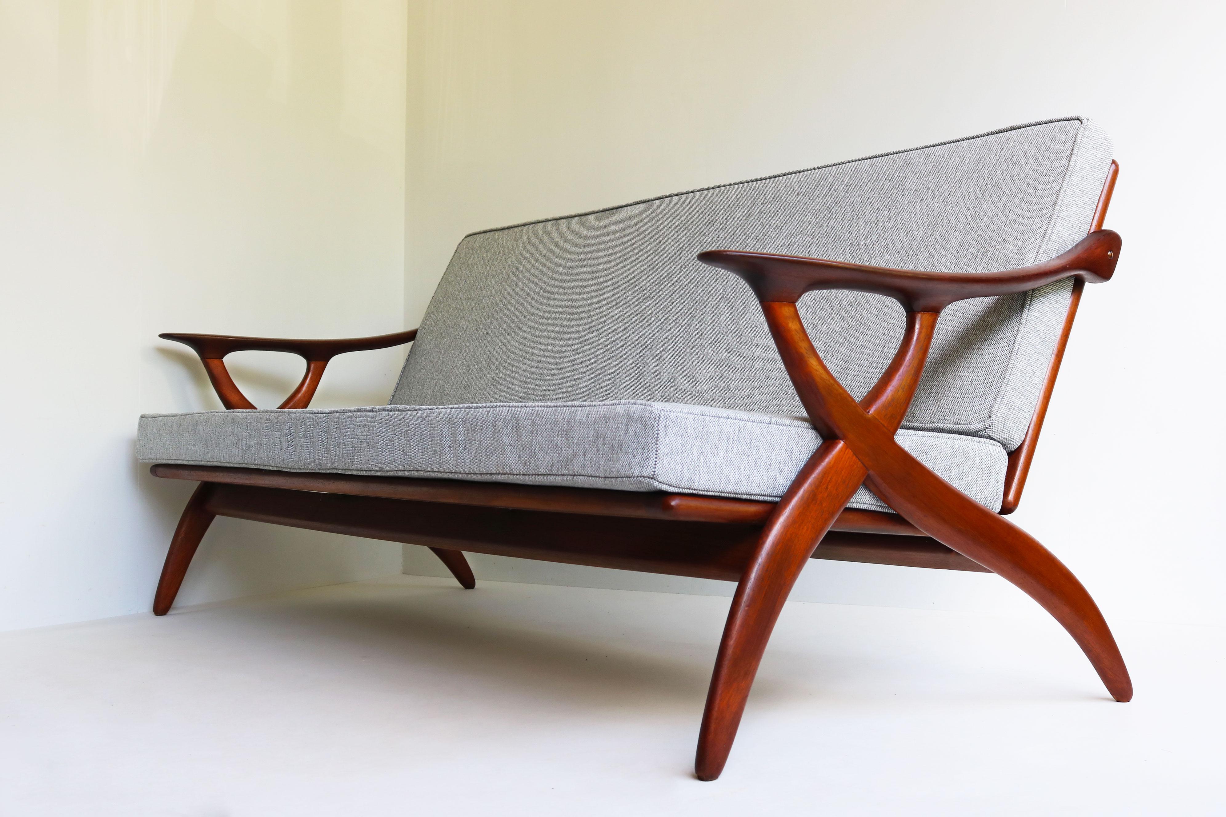 Divano vintage di design olandese in teak di De Ster Gelderland Mid-Century Modern 1950 in vendita 6