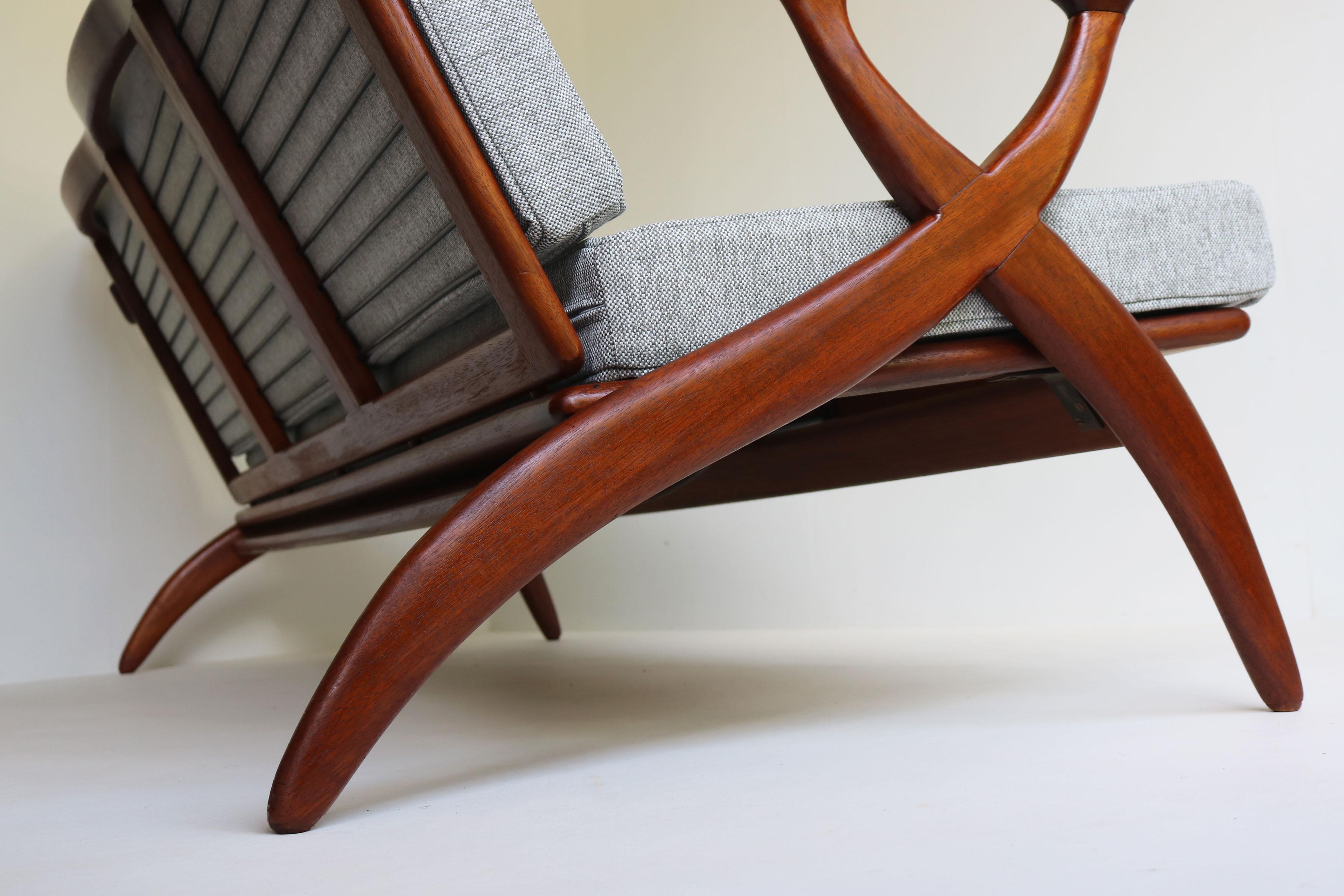 Divano vintage di design olandese in teak di De Ster Gelderland Mid-Century Modern 1950 In condizioni buone in vendita a Ijzendijke, NL