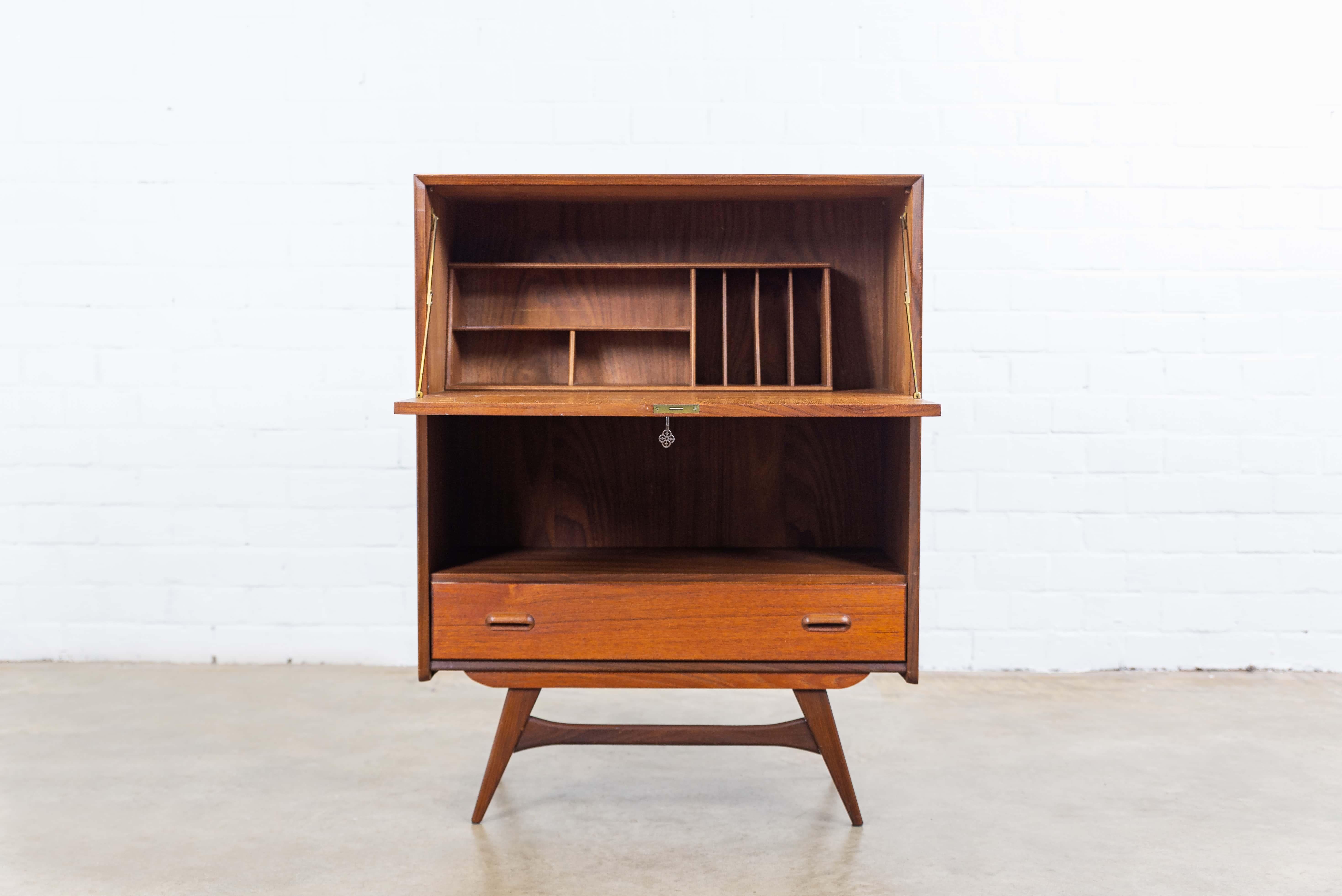 Scandinavian Modern Vintage Dutch Design Teak Secretaire by Louis Van Teeffelen, 1960s