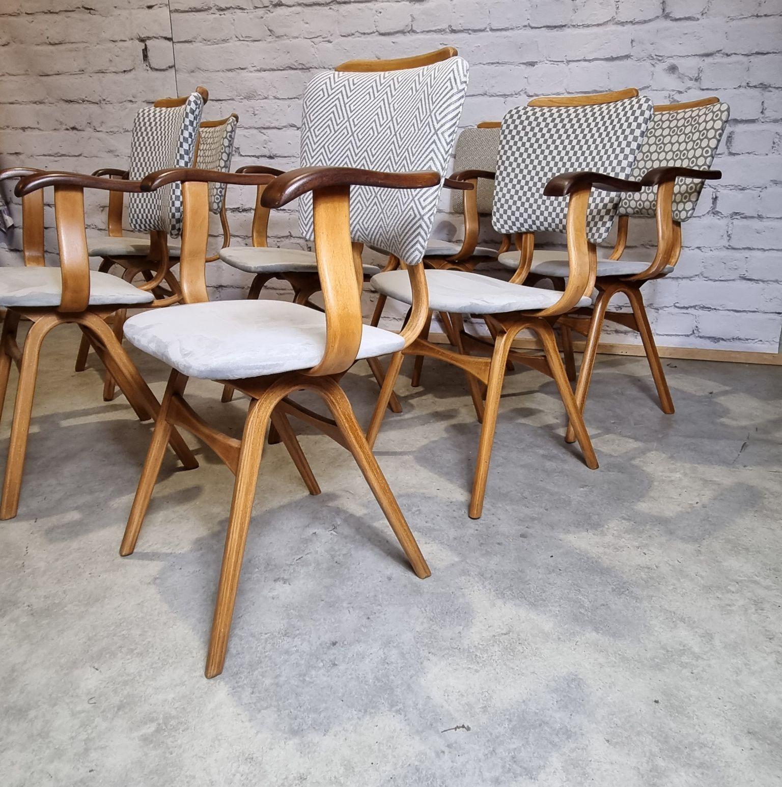 Mid-20th Century Vintage Dutch Dining Chairs by Cees Braakman, 1950s, Set of 7