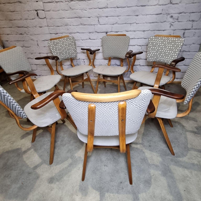 Vintage Dutch Dining Chairs by Cees Braakman, 1950s, Set of 7 2
