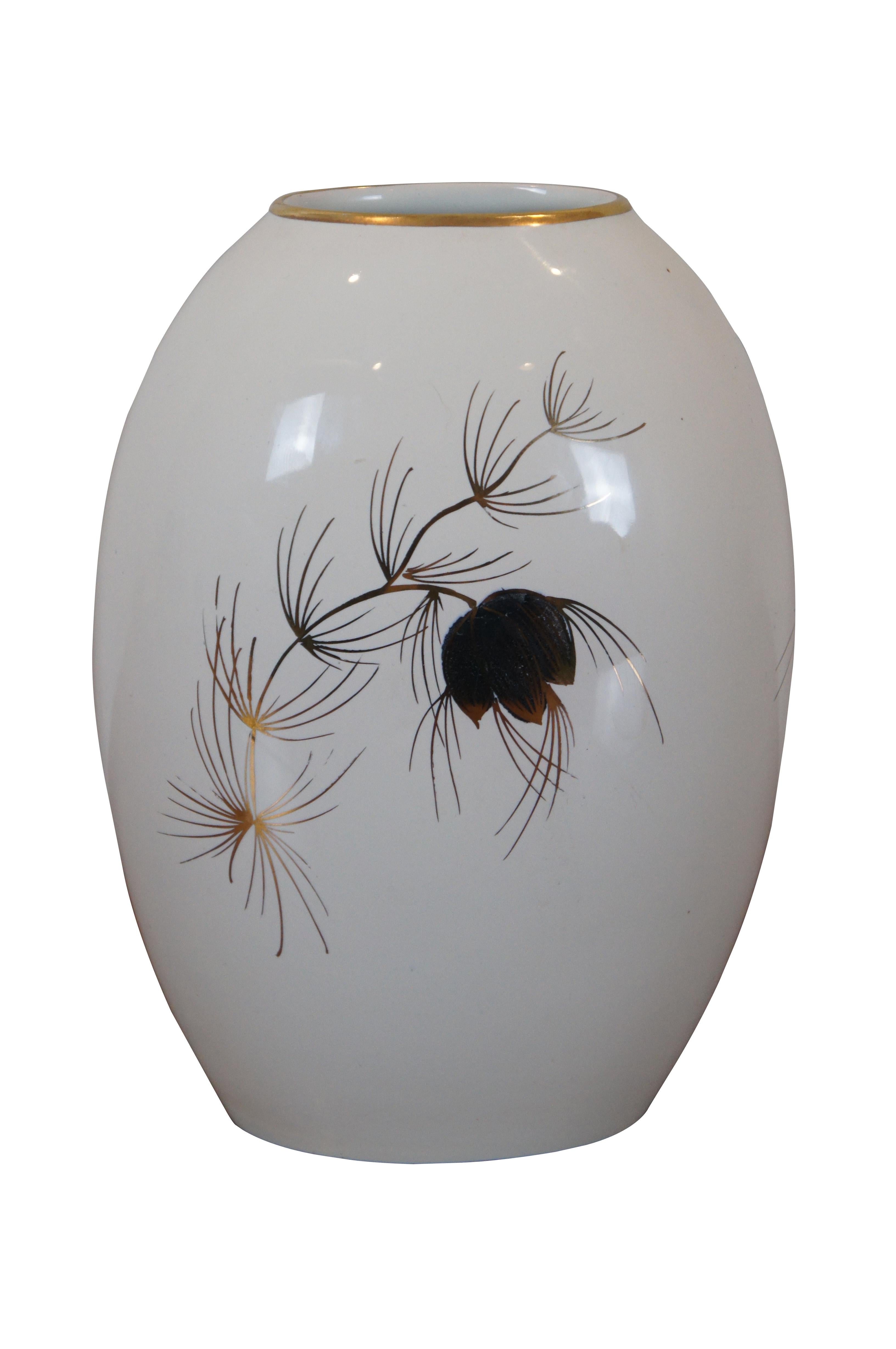 Vintage Dutch Flora Gouda Holland Gilded Porcelain Pine Cone Vase 8
