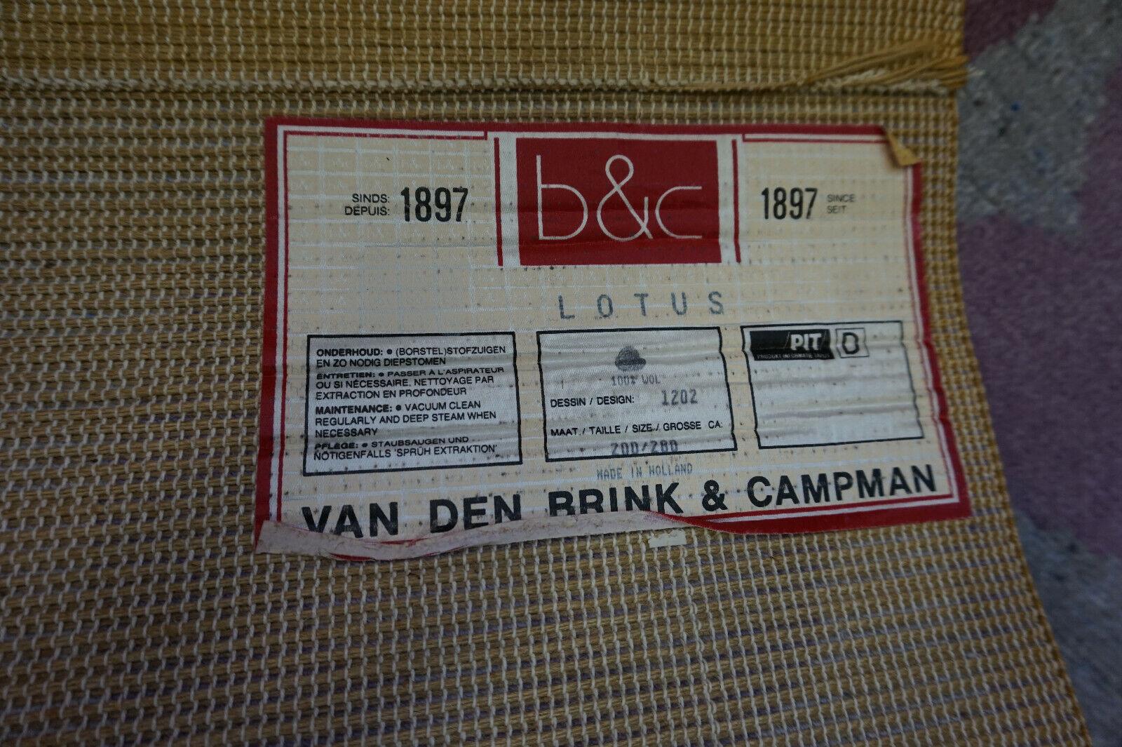 Tapis B&C néerlandais géométrique violet vintage 6,5' x 9,1', 1970 - 1D48 en vente 5