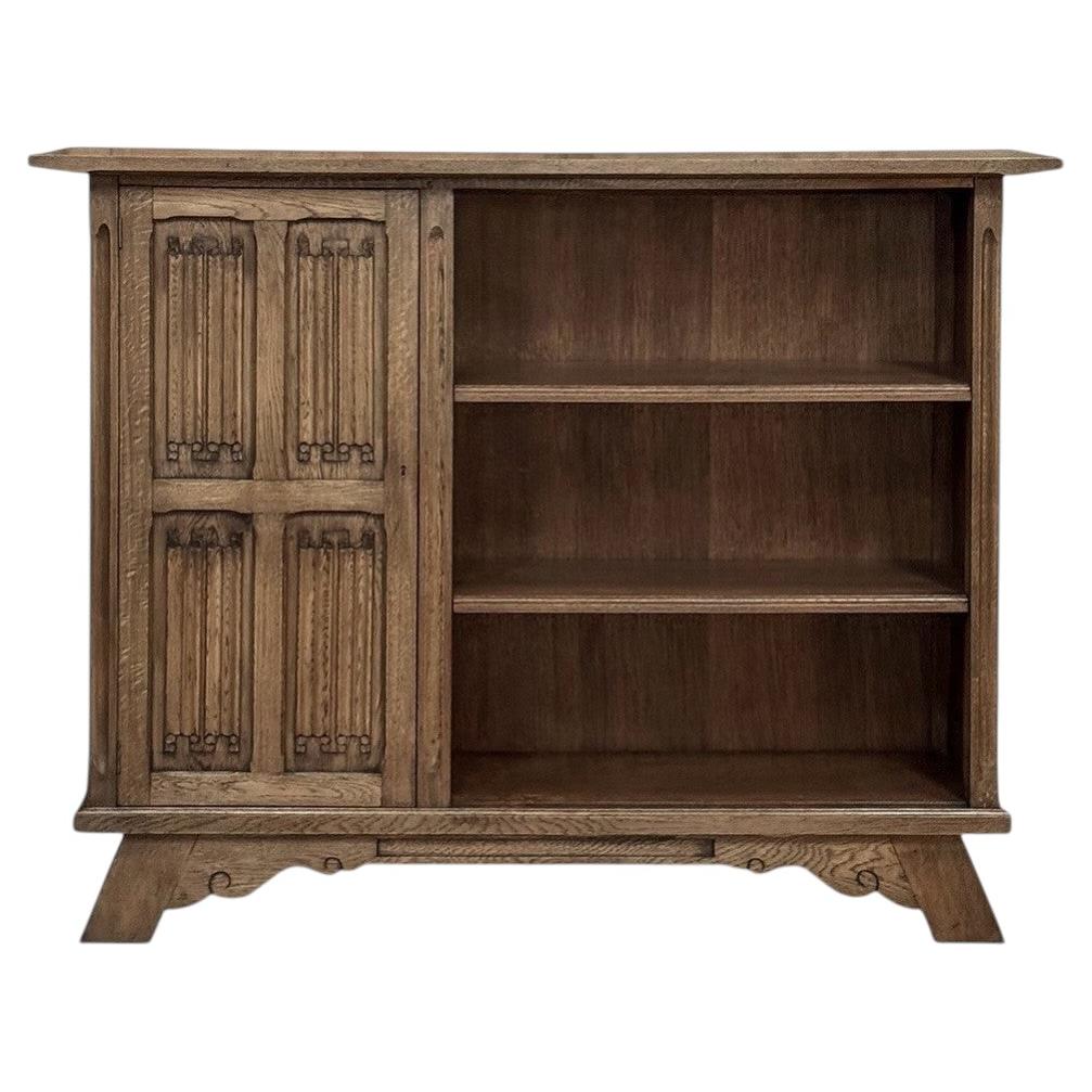 Vintage Dutch Gothic Revival Oak Barrister's Bookcase For Sale