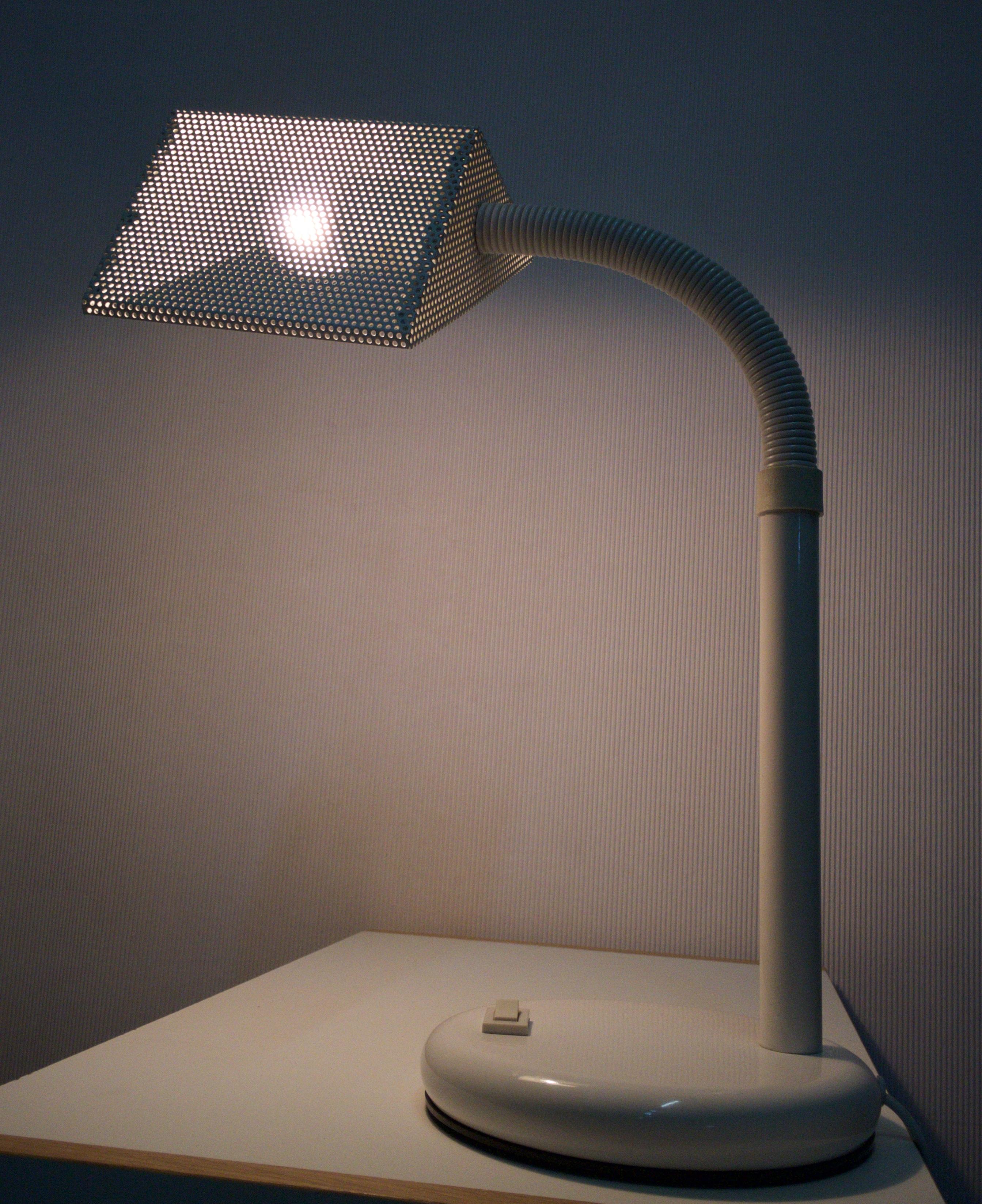 Vintage Dutch Grey Perforated Metal Lamp from Elco Lite, 1970s In Good Condition For Sale In Riga, Latvia