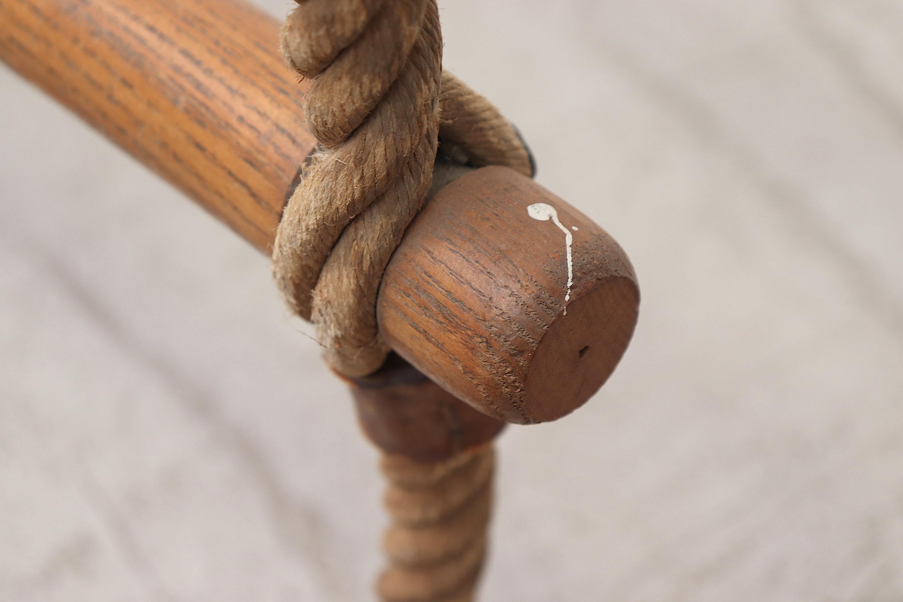 Late 20th Century Vintage Dutch Gymnastics Rope Ladder with Leather Accents