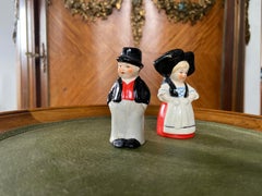 Vintage Dutch Hand Painted Ceramic Set Salt and Pepper in Colourful Figures