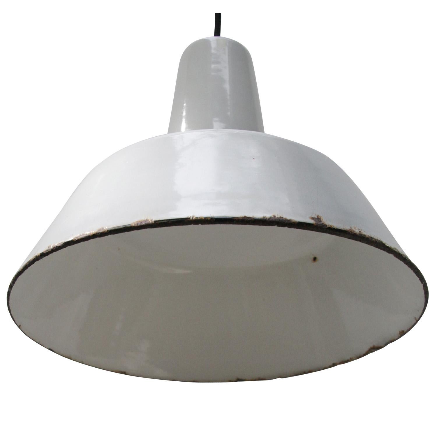 Vintage Dutch Industrial Gray Enamel Hanging Lamp Pendant by Philips In Good Condition For Sale In Amsterdam, NL