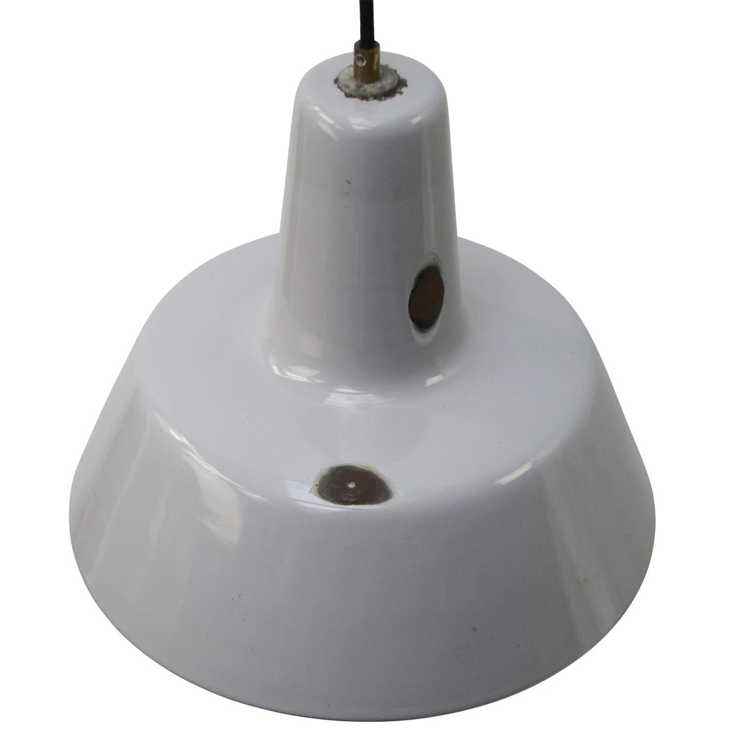 industrial hanging lamp made by Philips, Holland
Grey enamel white interior

Weight: 1.50 kg / 3.3 lb

Priced per individual item. All lamps have been made suitable by international standards for incandescent light bulbs, energy-efficient and