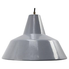 Retro Dutch Industrial Gray Enamel Hanging Lamps Pendants by Philips