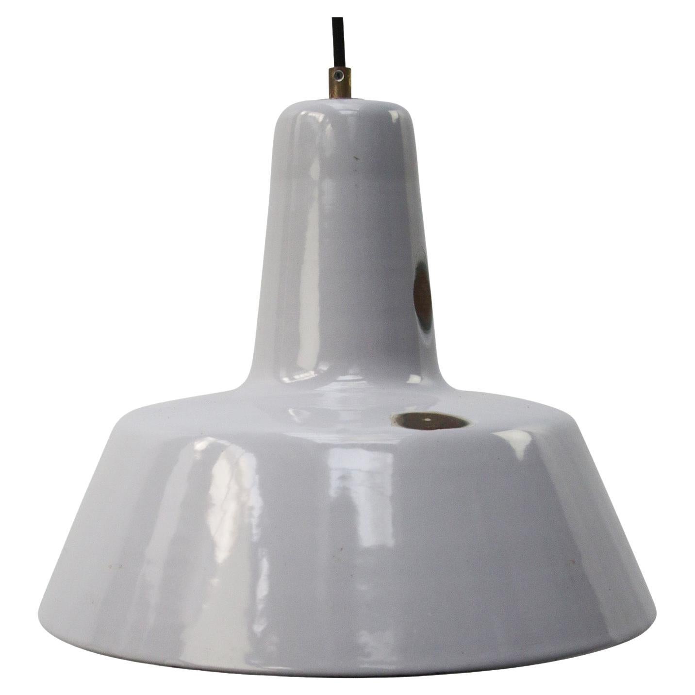 Vintage Dutch Industrial Grey Enamel Hanging Lamps Pendants by Philips For Sale