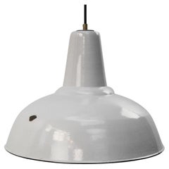 Vintage Dutch Industrial Gray Enamel Pendant Lamps by Industria Rotterdam