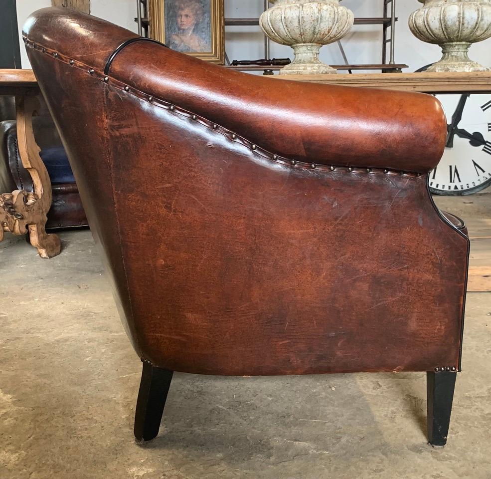 Late 20th Century Vintage Dutch Leather Armchair