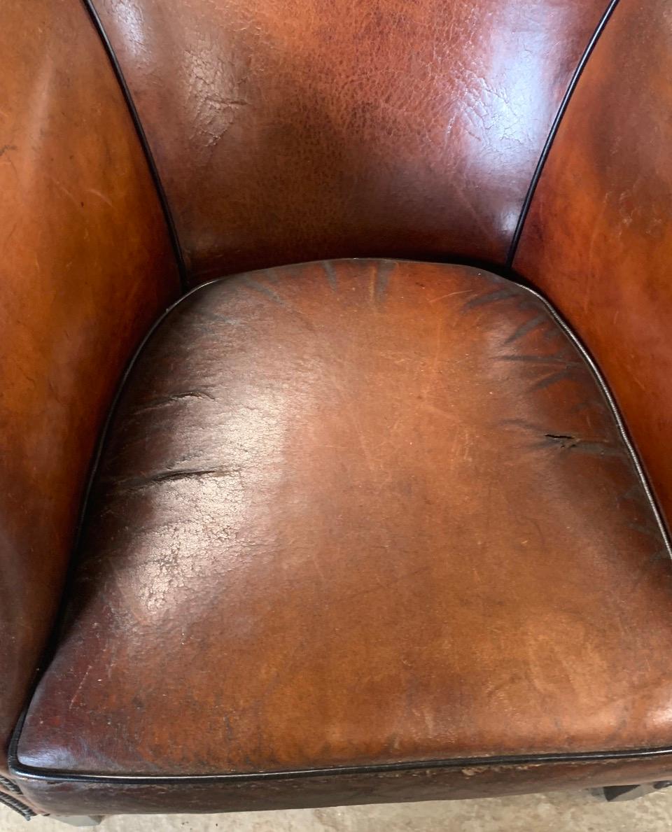 Sheepskin Vintage Dutch Leather Armchair