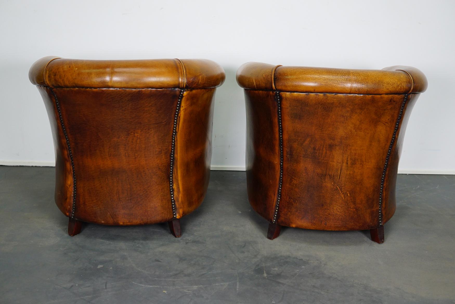 Vintage Dutch Leather Club Chairs, Set of 2 In Good Condition In Nijmegen, NL