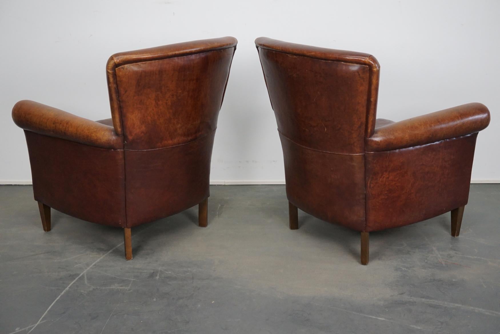 Vintage Dutch Leather Club Chairs, Set of 2 3