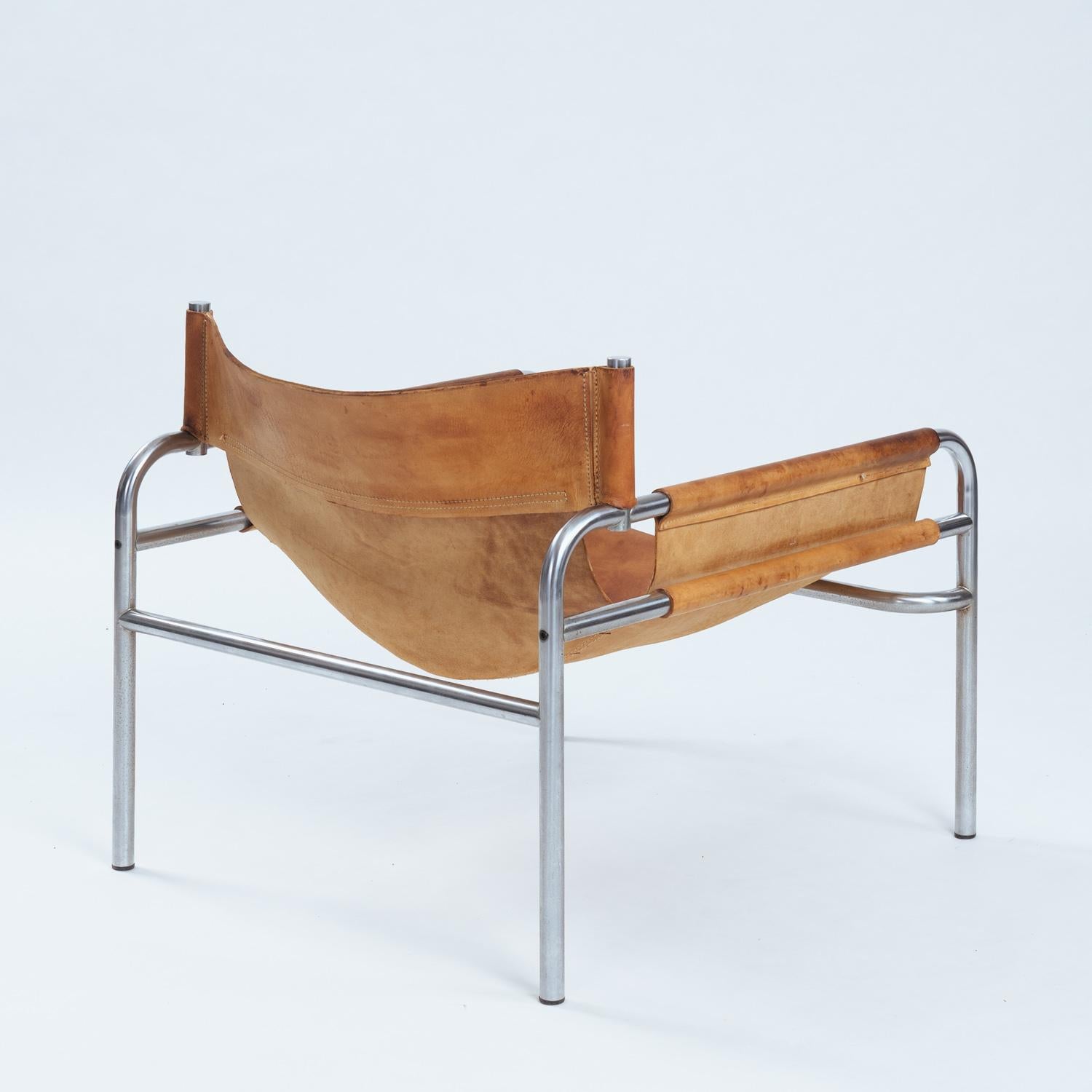 Vintage Dutch Lounge Chair aus Leder und Stahl von Walter Antonis für Spectrum im Angebot 4