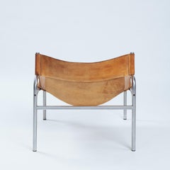 Vintage Dutch Lounge Chair in Leather and Steel by Walter Antonis for Spectrum