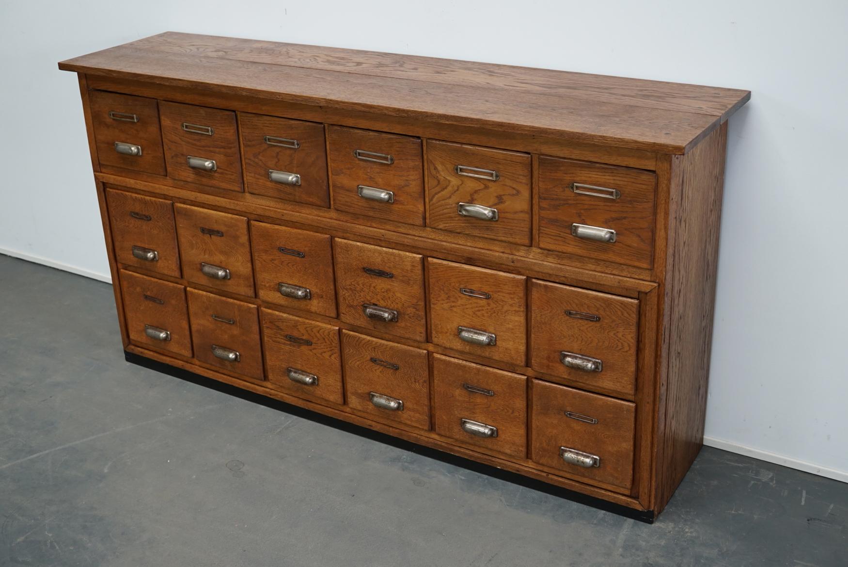 Industrial Vintage Dutch Oak Apothecary Cabinet, 1940s