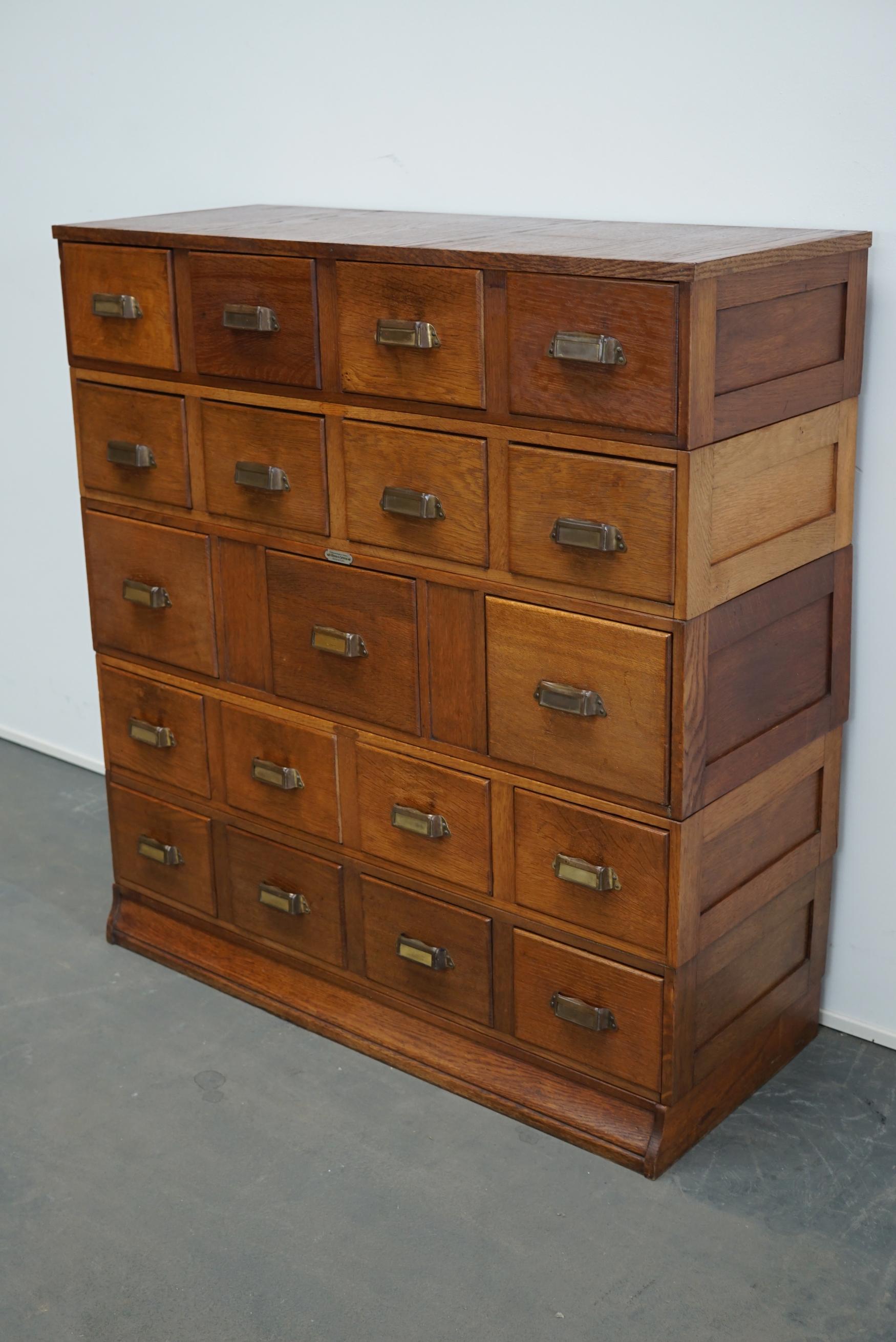 Mid-20th Century Vintage Dutch Oak Apothecary Cabinet or Filing Cabinet, 1930s