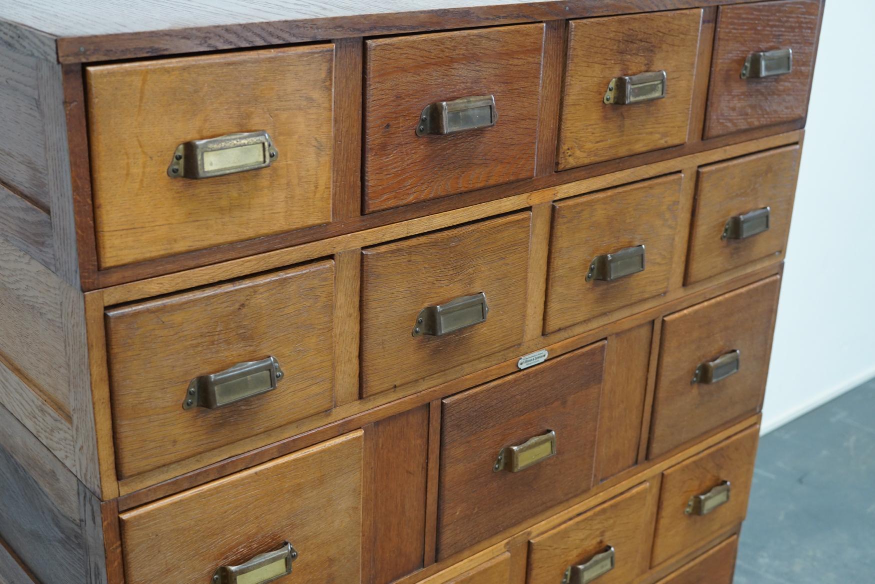 Vintage Dutch Oak Apothecary Cabinet or Filing Cabinet, 1930s 1