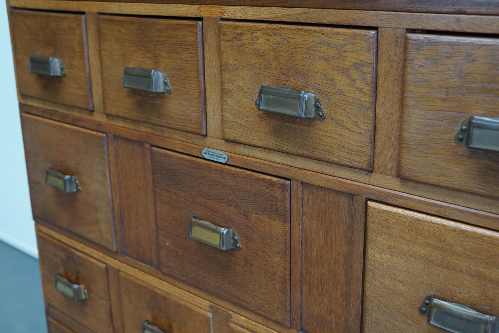 Vintage Dutch Oak Apothecary Cabinet or Filing Cabinet, 1930s 3
