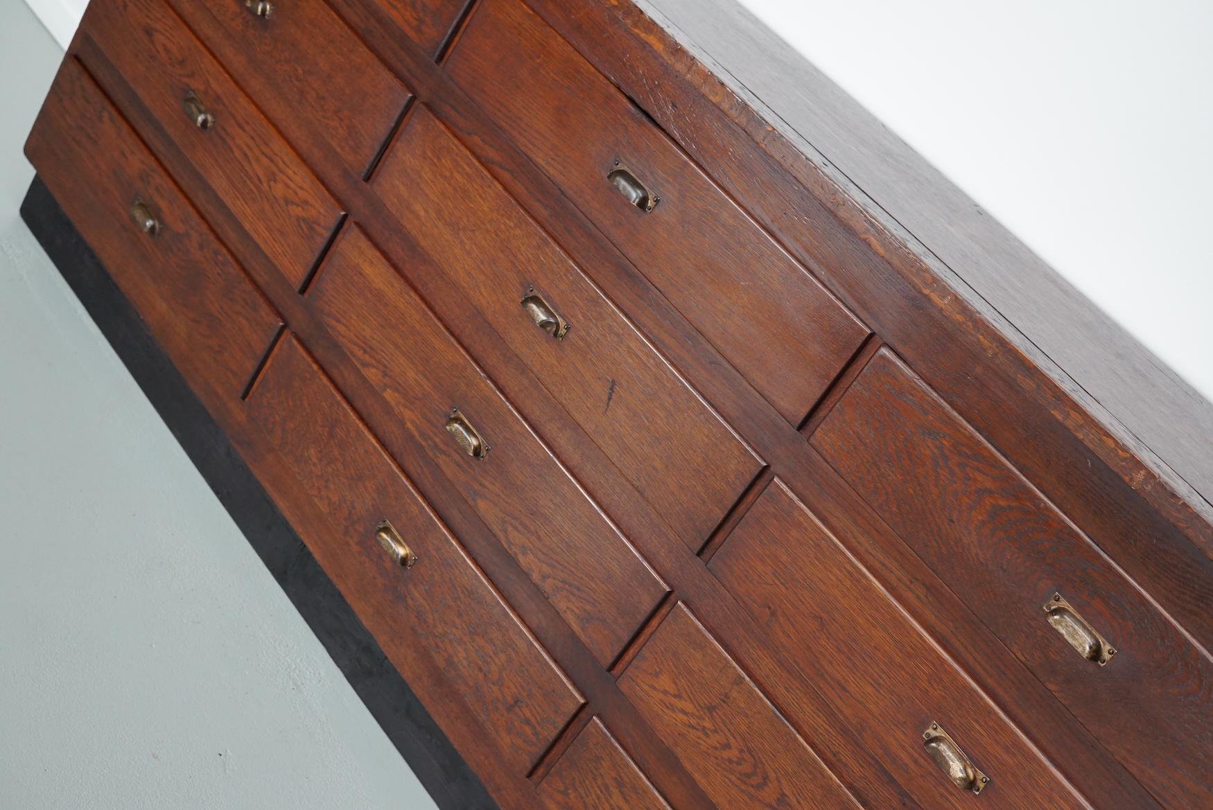 Mid-20th Century Vintage Dutch Oak Apothecary Cabinet or Filing Cabinet, 1950s For Sale