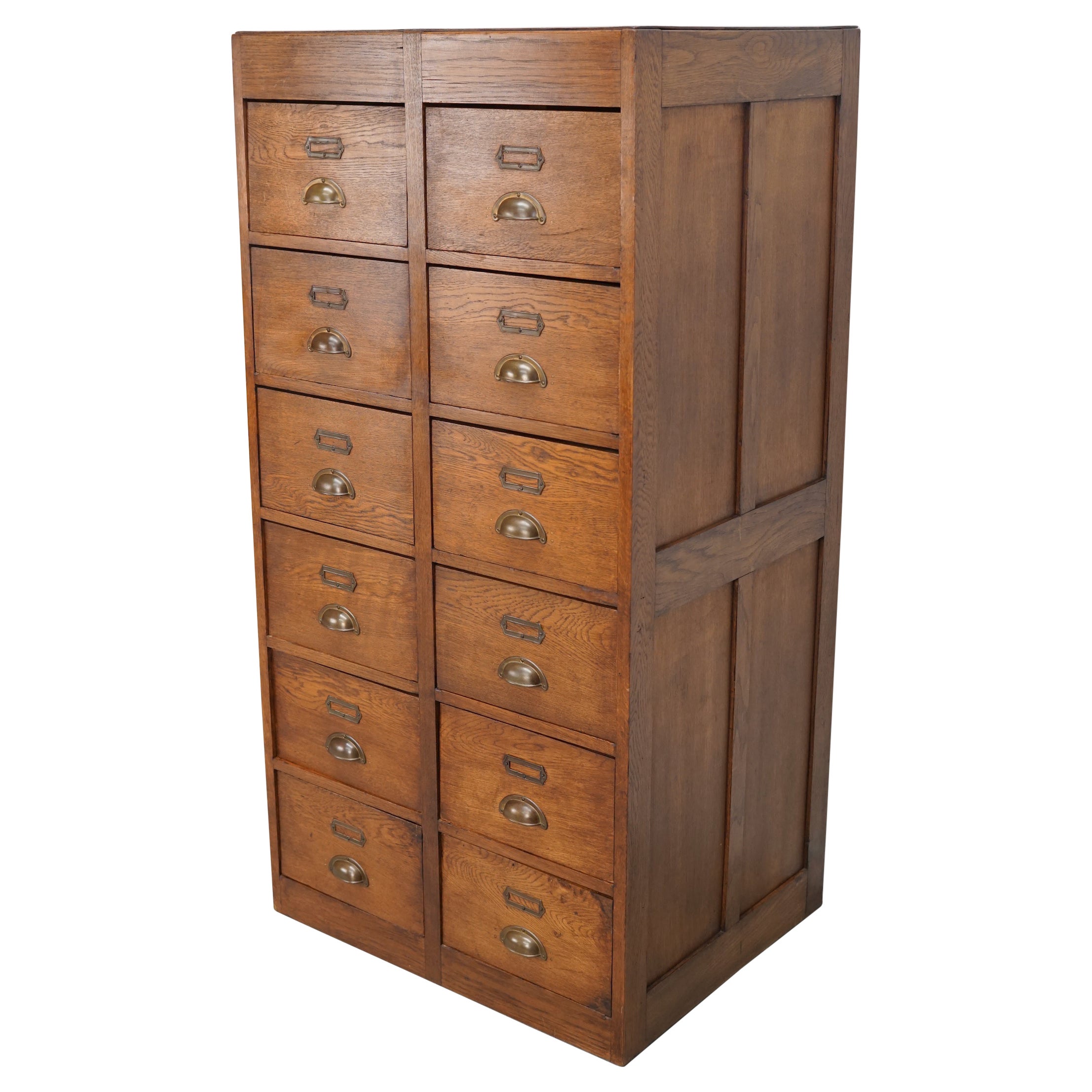Vintage Dutch Oak Apothecary / Filing Cabinet, 1930s