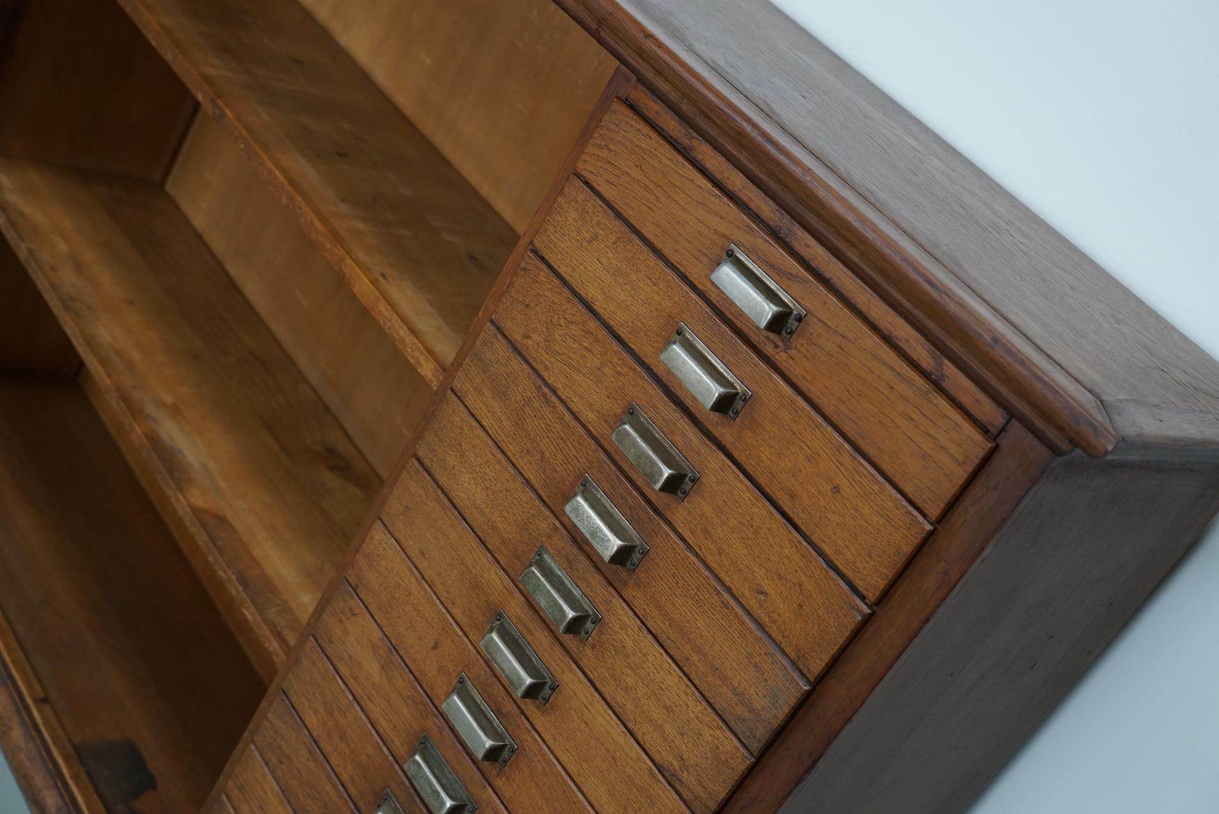 Vintage Dutch Oak Apothecary Sideboard / Filing Cabinet, 1950s For Sale 5