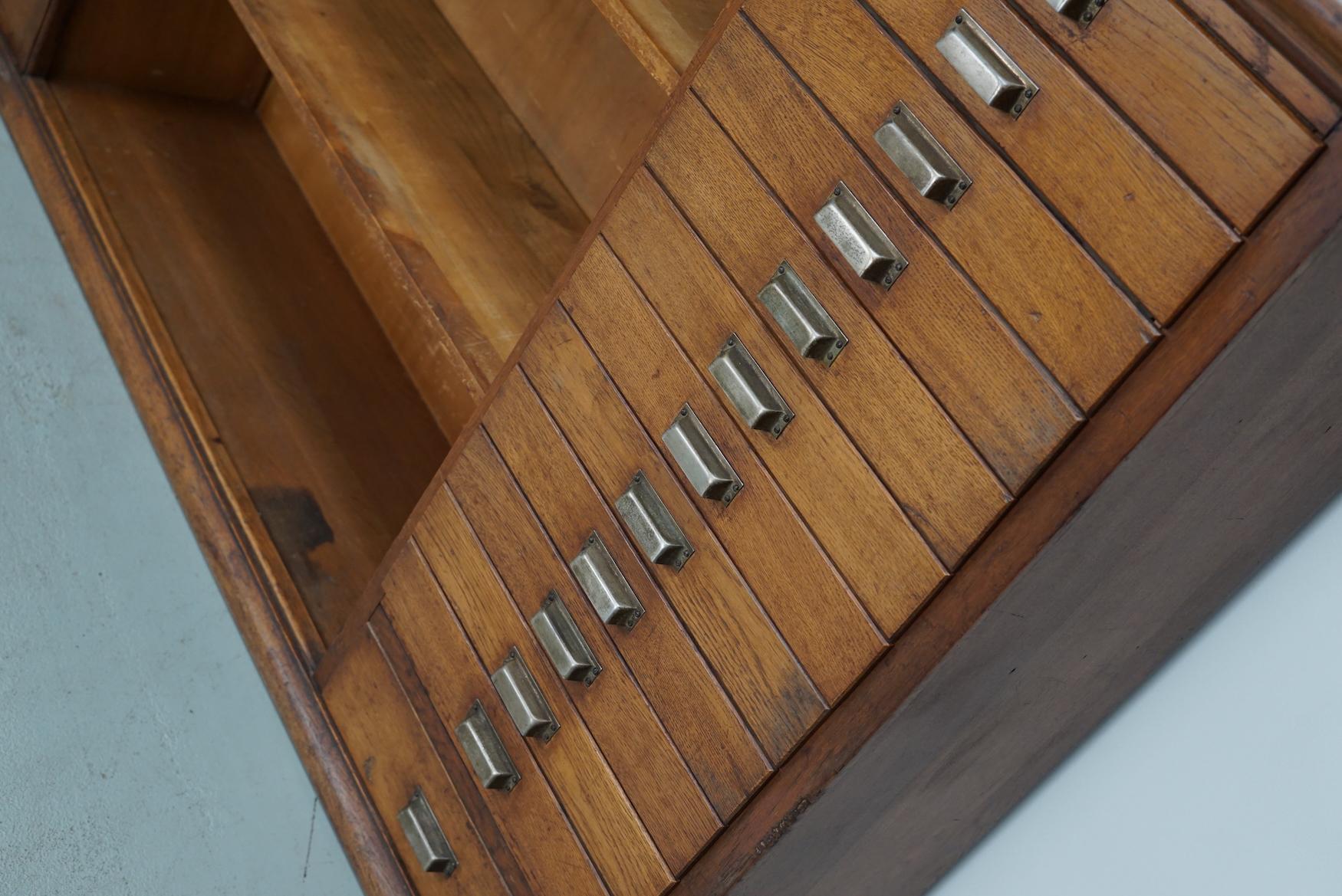 Vintage Dutch Oak Apothecary Sideboard / Filing Cabinet, 1950s For Sale 6