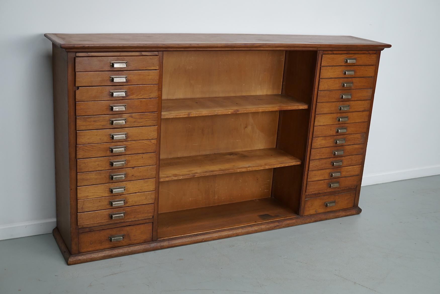 Vintage Dutch Oak Apothecary Sideboard / Filing Cabinet, 1950s For Sale 7