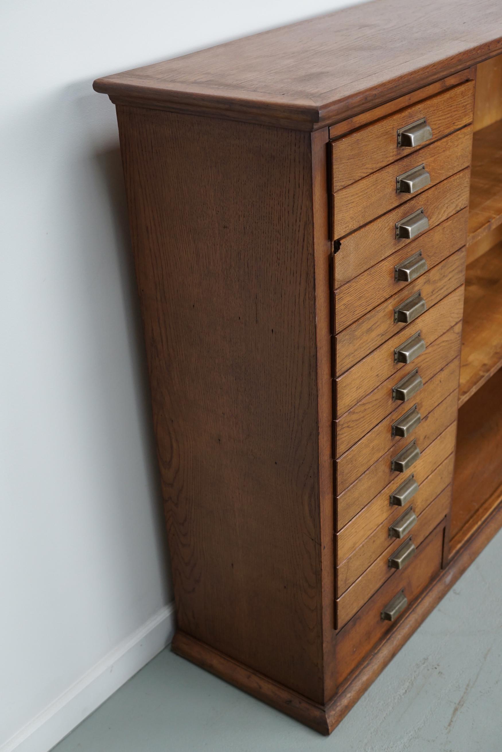 Vintage Dutch Oak Apothecary Sideboard / Filing Cabinet, 1950s For Sale 8